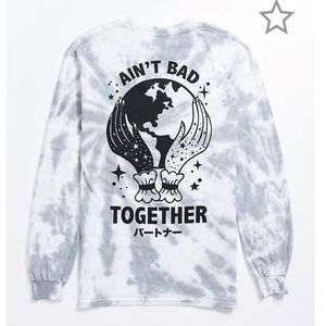 Empyre Aint Bad Tie Dye Long Sleeve T-Shirt - Size M Gray and White